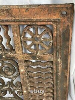 Grand Poids Lourd 60 Lbs Cast Iron Furnace D'ornate Grille Antivent De Fenêtre Antique #12
