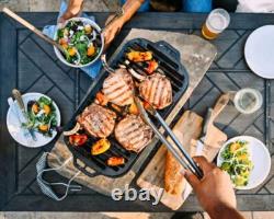 Gril en fonte pré-assaisonné Lodge avec airflow réglable facilement 19,5 pouces