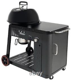 Grill à charbon de bois de grande taille de la série Pro avec grilles en fonte et assistance au gaz et plateau de table