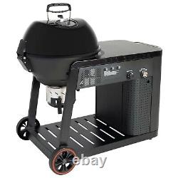 Grill à charbon de bois de grande taille de la série Pro avec grilles en fonte et assistance au gaz et plateau de table