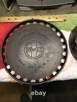 Griswold Sad Iron Heater 1313 Avec 4 Lb Sad Iron Et Sad Iron Trivet 1502 Set
