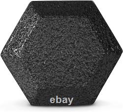 Haltère hexagonale en fonte noire de 5 à 120 livres, à l'unité ou en paire