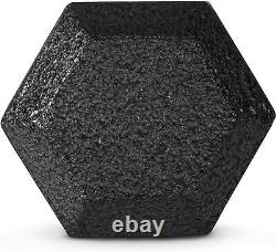 Haltères hexagonaux en fonte noire de 25 livres de CAP Barbell, paire noire