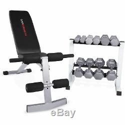 Home Gym Set Exercice 150 Lb Banc Fid Fer Hex 10 Set Haltère Support De Rangement
