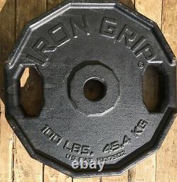 Iron Grip 100lbs Plaque De Poids De Métal Olympique Single 2 Trou Livraison Gratuite