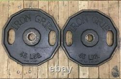 Iron Grip 45lbs Metal Olympic Weight Plate Ensemble De Deux 2 Trous Livraison Gratuite