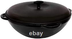 Kazan Uzbek 8 L Marmite en fonte Faire de la cuisine Plov Ustensiles de cuisine isolés Poêle à double poignée W