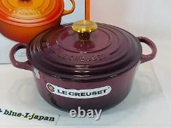 La Cocotte Le Creuset Signature 20cm 7-3/4 2-3/4 qt avec Bouton en Or Figué en Fonte