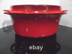 Le Creuset Enameled Cast Iron Cerise Red Oval Dutch Oven Withgrill LID #32 7,25 Qt