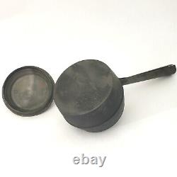 Marmite en fonte antique avec couvercle en étain et poignée latérale tubulaire MARIETTA 1 Pinte