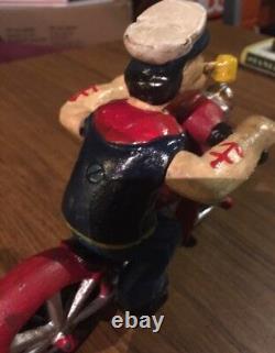Motocyclette Popeye en fonte patinée Fatboy Rider HOTROD Collectionneur 4+ LBS CADEAU
