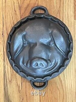 Moule rond en fonte pour tête de cochon de 7 livres, 8 1/2 pouces de largeur - Excellent