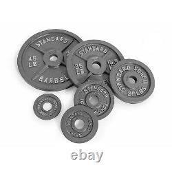 Nouveau 2 Full Olympic Cast Iron Weight Plate Set (245lbs) 5-7 Semaine Arrivée