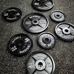 Nouveau 2 Full Olympic Cast Iron Weight Plate Set (245lbs) 5-7 Semaine Arrivée