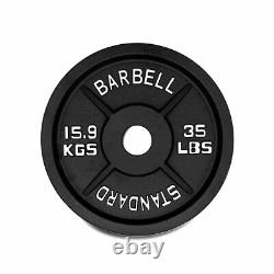 Olympic Barbell Plates Cast Standard Poids 35lbs Haltérophilie Fer Solide Nouveau