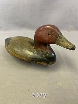 Outstanding/rare Antique Cast Iron Redhead Duck Sinkbox Leurre Pleine Taille 20 Lbs