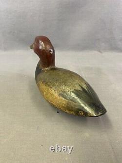 Outstanding/rare Antique Cast Iron Redhead Duck Sinkbox Leurre Pleine Taille 20 Lbs
