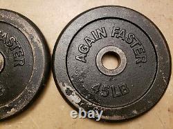 Paire 45lb Olympic Weight Plates 2 90lbs Total Again Faster Fast Ship
