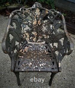 Paire de chaises en fonte antique, Fougère & Mûre, Fiske, Mott, NYC, 33 pouces, 110 livres
