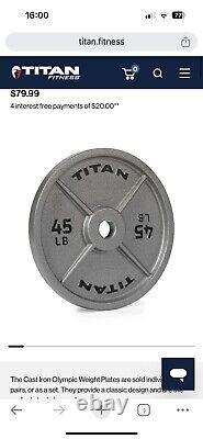 Plaque en fonte Titan Fitness 6x45lbs, total de 270 lbs
