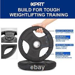Plaques de poids standards XPRT Fitness 2,5-45 lb en caoutchouc avec triple prise pour salle de sport à domicile