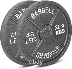Plaques fines en fonte olympiques de 45 lb, 2 pièces