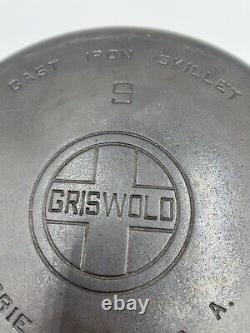 Poêle De Friture Vintage En Fonte Griswold # 9 Logo De Gros Blocs