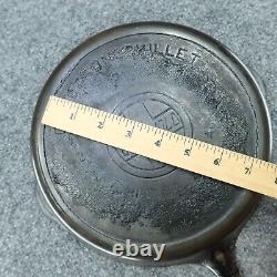 Poêle à frire en fonte VTG GRISWOLD # 7 avec grand logo en bloc incliné et anneau de chauffage