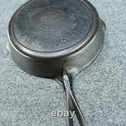 Poêle à frire en fonte VTG GRISWOLD # 7 avec grand logo en bloc incliné et anneau de chauffage