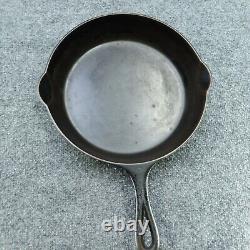 Poêle à frire en fonte VTG GRISWOLD # 7 avec grand logo en bloc incliné et anneau de chauffage