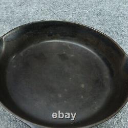 Poêle à frire en fonte VTG GRISWOLD # 7 avec grand logo en bloc incliné et anneau de chauffage