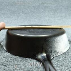 Poêle à frire en fonte VTG GRISWOLD # 7 avec grand logo en bloc incliné et anneau de chauffage