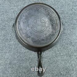 Poêle à frire en fonte VTG GRISWOLD # 7 avec grand logo en bloc incliné et anneau de chauffage