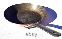 Poêle à frire ronde en cuivre vintage français de 7,7 pouces avec revêtement en étain et poignée en fonte de 1,8 lb