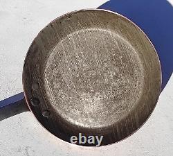 Poêle à frire ronde en cuivre vintage français de 7,7 pouces avec revêtement en étain et poignée en fonte de 1,8 lb