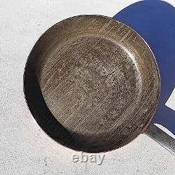 Poêle à frire ronde en cuivre vintage français de 7,7 pouces avec revêtement en étain et poignée en fonte de 1,8 lb