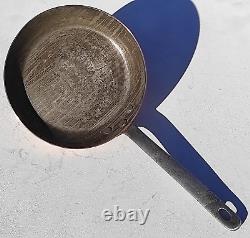 Poêle à frire ronde en cuivre vintage français de 7,7 pouces avec revêtement en étain et poignée en fonte de 1,8 lb