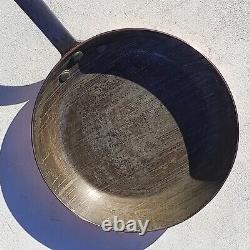 Poêle à frire ronde en cuivre vintage français de 7,7 pouces avec revêtement en étain et poignée en fonte de 1,8 lb