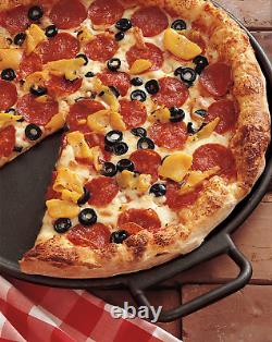 Poêle à pizza en fonte assaisonnée en fonte ronde noire de 14 pouces NEUVE