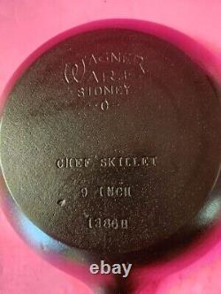 Poêle de chef en fonte Vintage Wagner Ware Sidney O de 9 pouces #1386 Restaurée