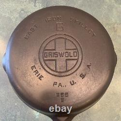 Poêle en fonte Griswold n°6, grand logo en bloc, EPU, 699 B Niveau Nettoyé à la soude caustique