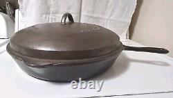 Poêle en fonte Wagner Ware #14 avec couvercle marqué