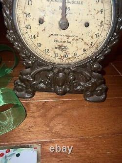 Poids de balance de cuisine victorienne antique Salter en fonte anglaise n ° 49, fonctionne 20 lb