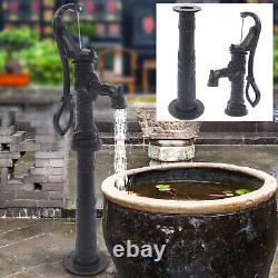 Pompe à main de puits en fonte 26 pieds noire, rustique, de jardin de ferme ancienne