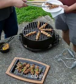 Portable Cast Kickoff Fer Bbq Grill Rond Barbecue Roast Pork Kebab Camping USA