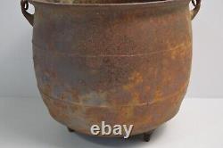 Pot à haricots en fonte ancienne BQ8 Collectionneur Chaudron Métal Feu de camp 10 livres 3 pieds