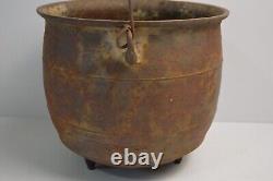 Pot à haricots en fonte ancienne BQ8 Collectionneur Chaudron Métal Feu de camp 10 livres 3 pieds