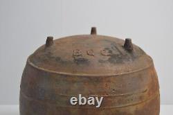 Pot à haricots en fonte ancienne BQ8 Collectionneur Chaudron Métal Feu de camp 10 livres 3 pieds