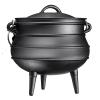 Potjie Africain Pré-assaisonné En Fonte Avec Couvercle, 10 Litres, Taille 4