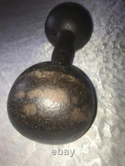 RARE Haltère ANTIQUE en Fonte Ronde GLOBE 25# POIDS à MAIN Barbell